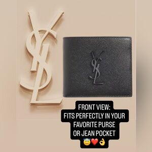 BRAND NEW: Unisex Yves Saint Laurent Black Pebbled Leather Bifold Wallet 😇❤️👍